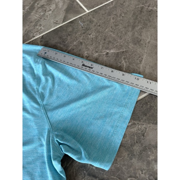 Lee Regular Fit Men's T-Shirt Size 2XL XXL Blue Heather Striped Polo Polyester - Picture 6 of 8